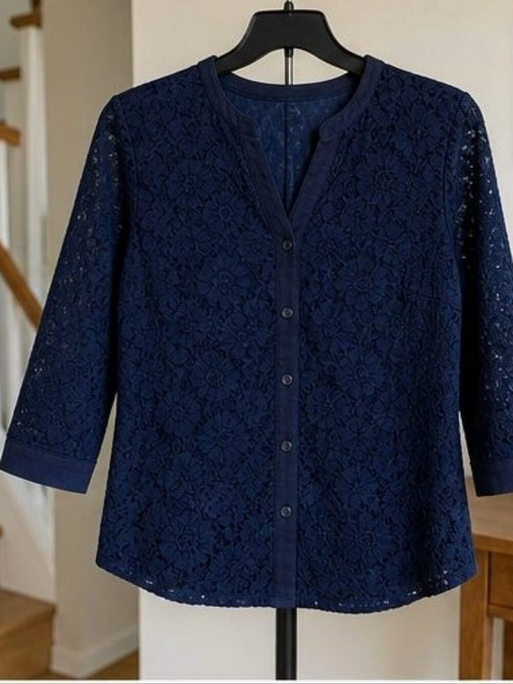 Navy Smocked Top